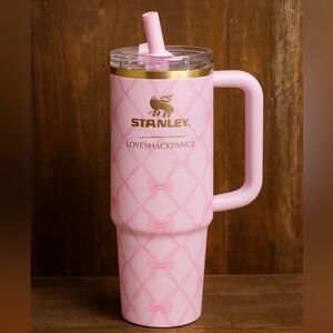 Stanley 1913 x LoveShackFancy Holiday‎ Quencher®Baby Bow Pink Peppermint NWT